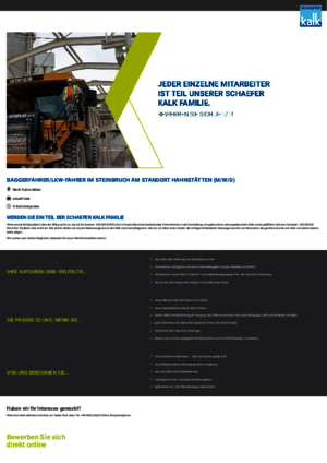 Baggerfahrer/LKW-Fahrer im Steinbruch am Standort Hahnstätten (m/w/d) gesucht