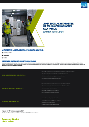 Mitarbeiter Lagerlogistik / Produktion (m/w/d) gesucht