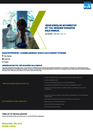 Baustoffprüfer / Chemielaborant m/w/d am Standort Steeden gesucht