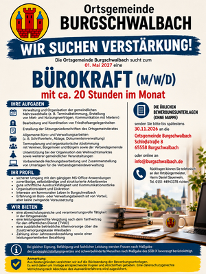 Ortsgemeinde Burgschwalbach sucht Bürokraft (m/w/d)