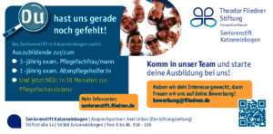 Auszubildende zur/zum exam. Pflegefachfrau/mann (m/w/d) [3 Jahre] | exam. Altenpflegehelfer:in (m/w/d) [1 Jahr) | Pflegefachassistenz (m/w/d) [18 Monate)