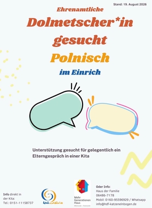 Ehrenamtliche/r Dolmetscher*in (m/w/d) für polnisch gesucht