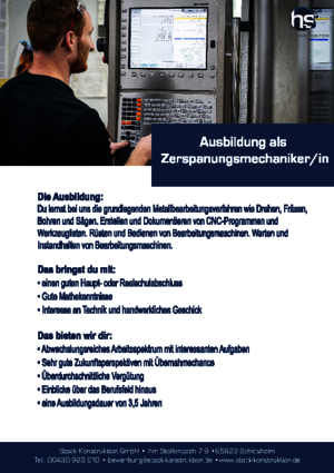 Ausbildung als Zerspanungsmechaniker*in (m/w/d)