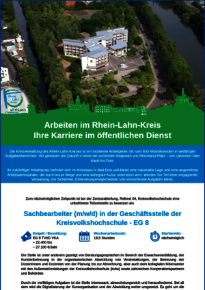 Sachbearbeiter (m/w/d) in der Geschäftsstelle der Kreisvolkshochschule
